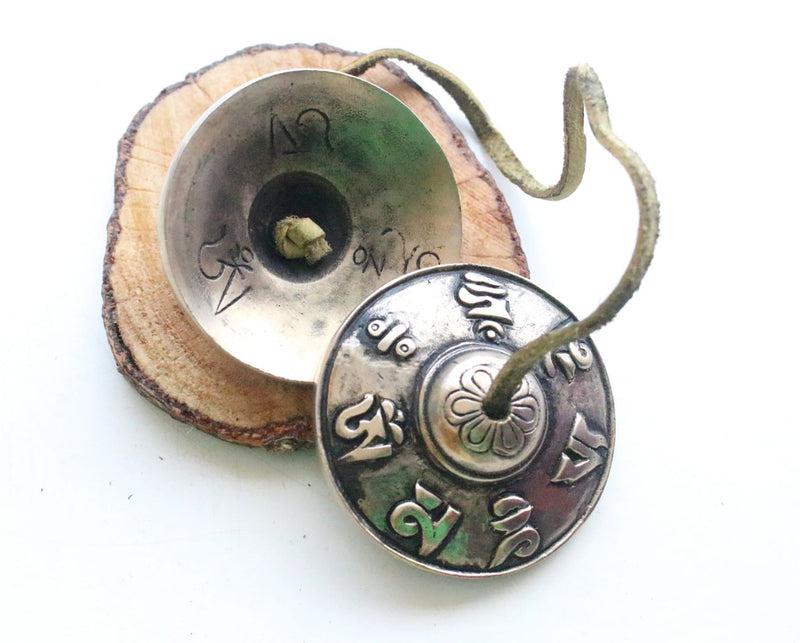 Large Om Mani Tingsha or Metal Cymbals - nepacrafts