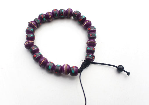 Bone Inlaid Purple Wrist Yoga Bracelet - nepacrafts