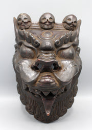 Handcrafted Wooden Lion Wall Hanging Mask - nepacrafts