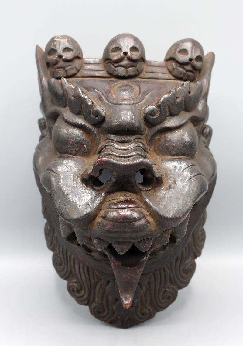 Handcrafted Wooden Lion Wall Hanging Mask - nepacrafts