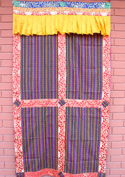 Silk Border Bhutanese Fabric Door/ Wall Hanging Curtain - nepacrafts