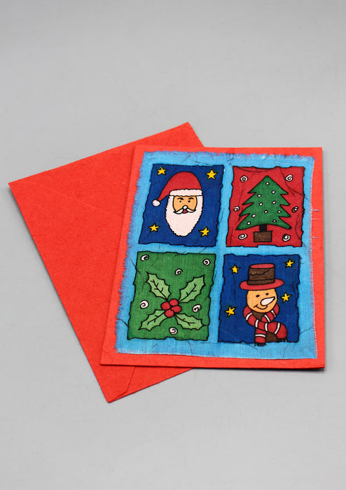 Fair Trade Batik Four Pic Collage Christmas Greetings Card