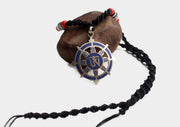 White Metal Tibetan Om Dharmachakra Pendant - nepacrafts