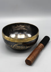 Oxidized Hindu Om and Endless Knot Singing Bowl - nepacrafts