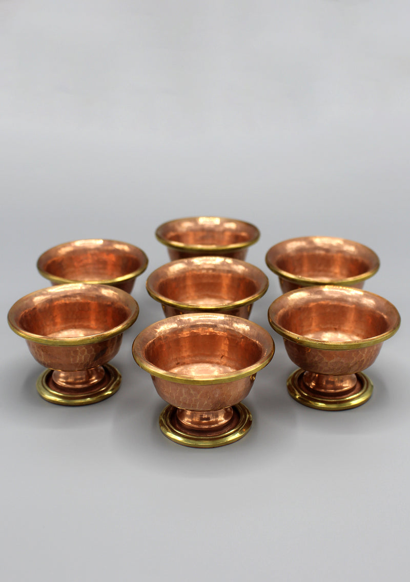 Set of 7 Copper Tibetan Offering Bowl - nepacrafts