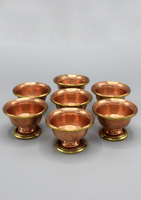 2.5"Copper Tibetan Offering Bowl Set of 7
