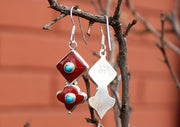 Square Shaped Floral Dangle Silver Earrings - nepacrafts