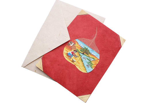 Beautiful Scenary and Nepalese Women Painted Greetings Card - nepacrafts