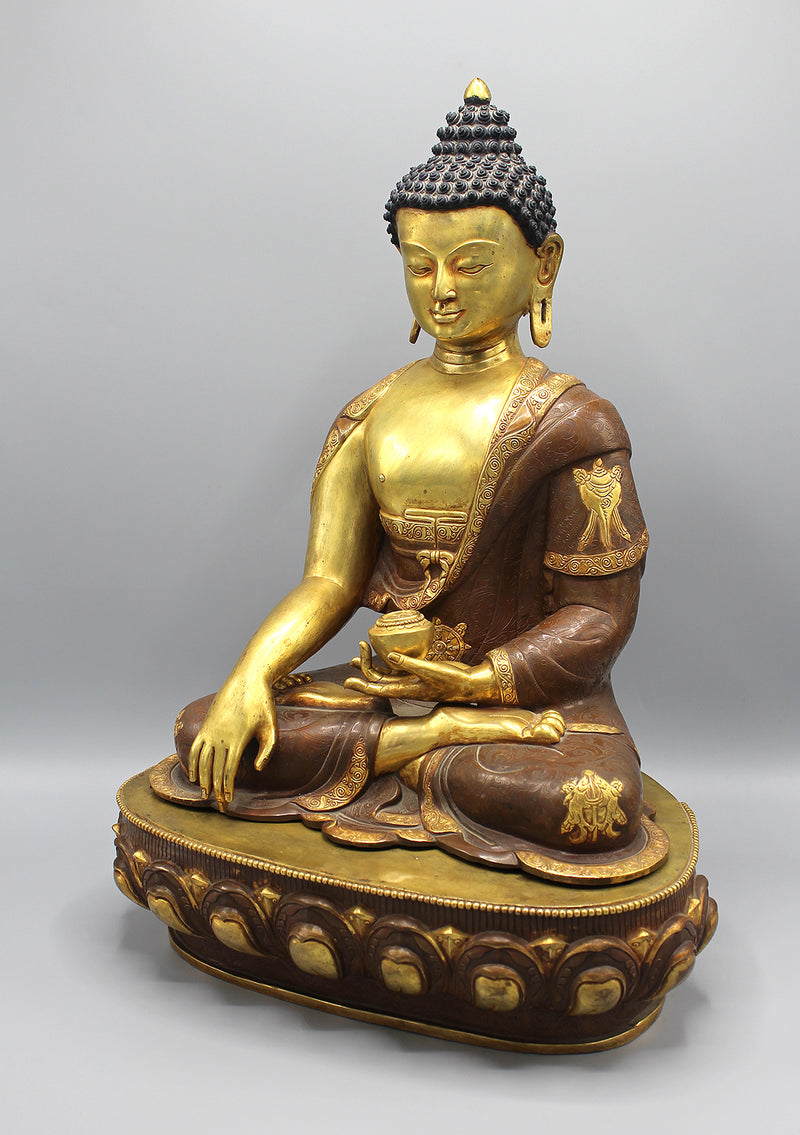 8 Auspicious Symbol Carving Shakyamuni Buddha Statue