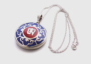 Tibetan Om Mandala White Metal Pendant - nepacrafts