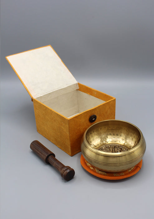 Om Mani Padme Hum Embossed Tibetan Singing Bowl Gift Set - nepacrafts