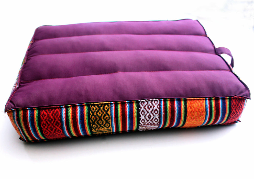 Cotton Meditation Cushion with Border - nepacrafts