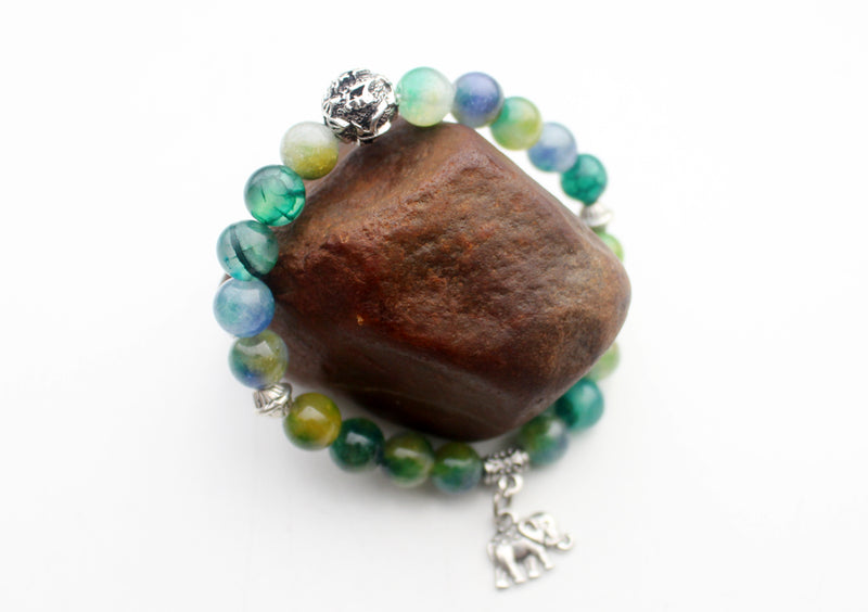 Elephant Charm Stone Beaded Bracelet - nepacrafts