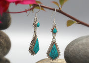 Turquoise Dangle Sterling Silver Earrings - nepacrafts