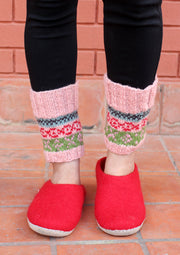 Christmas Gift Peach Multicolor Woolen Short Legwarmers - nepacrafts
