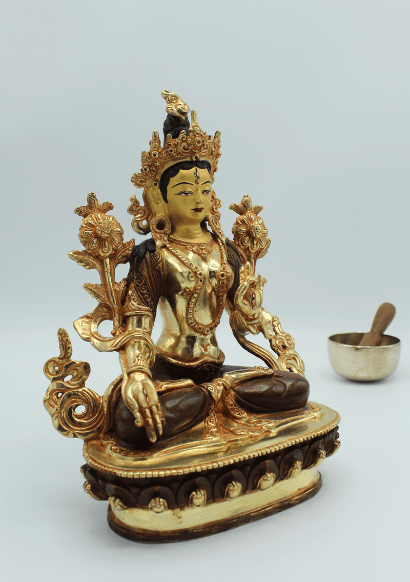 Gold Plated Amazing White Tara Statue 8 Inch SSST296