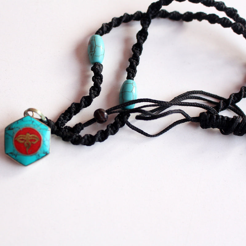 Hexagonal Turquoise Buddha Eye Pendant - nepacrafts