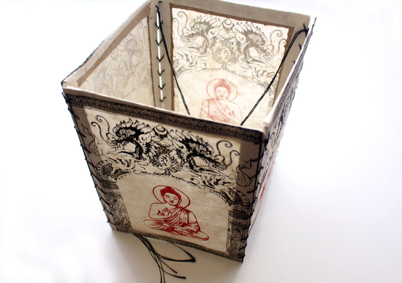Amoghasiddhi Buddha Printed Lokta Paper Lamp Shade - nepacrafts