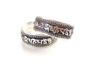 White Metal Silver Plated Om Mani Encarved Cuff Bracelet - nepacrafts
