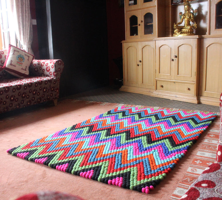 Handmade Felt Balls Rugs- Felt Floor Rugs-Felt Carpets FR034 - nepacrafts