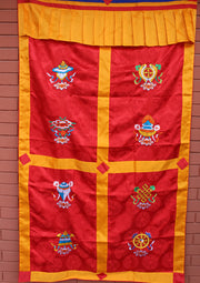 8 Auspicious Symbol Embroidered Silk Fabric Tibetan Door Curtain - nepacrafts