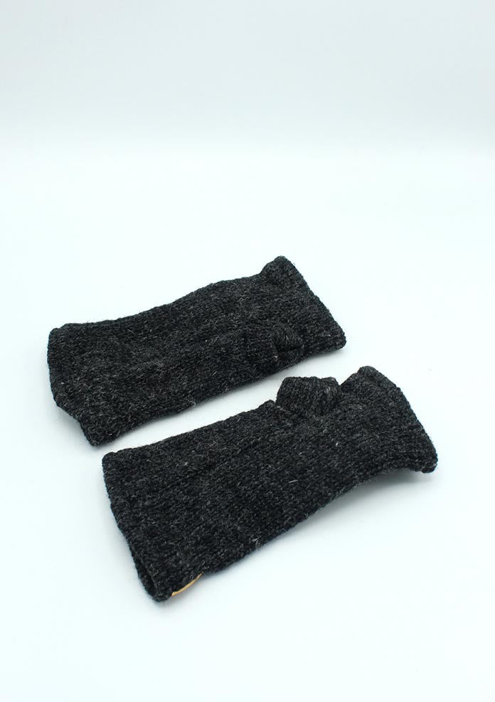 Beautiful Black Color Finger less Hand Warmer with Flower