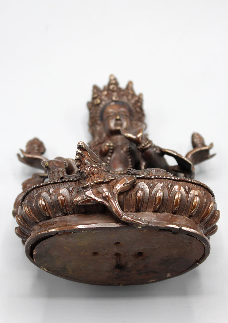 Copper Oxidized Hindu Goddess Laxmi Fine Carving Statue