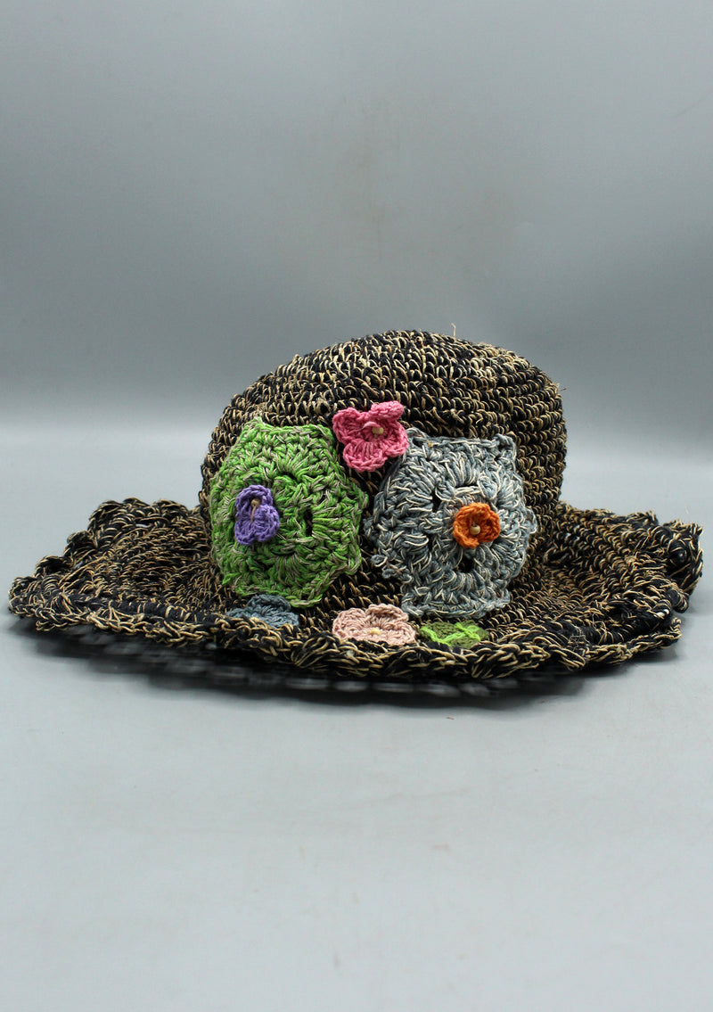 Hemp Flower Embroidered Summer Sun Hats