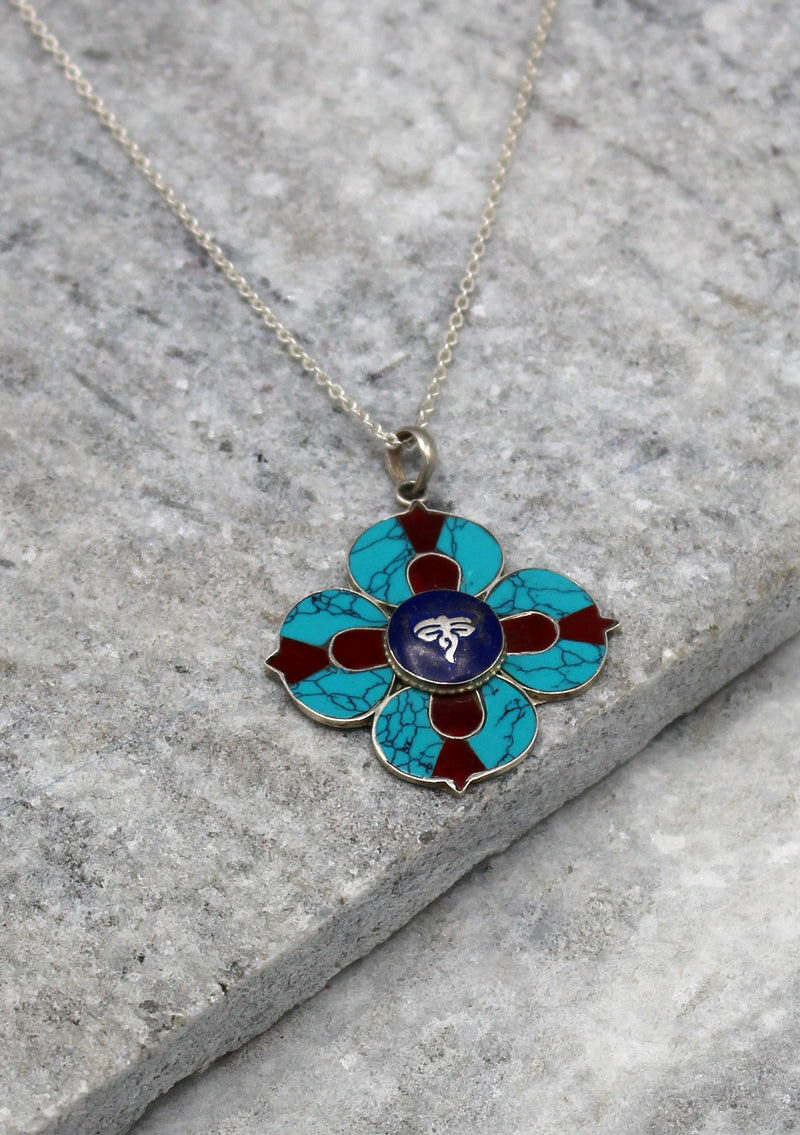 Buddha Eyes and Dorjee Sterling Silver Pendant - nepacrafts