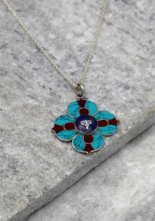 Buddha Eyes and Dorjee Sterling Silver Pendant - nepacrafts