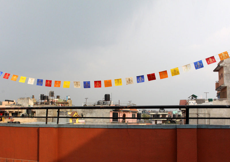 Swayambhunath Stupa Printed Mini Lokta Paper Prayer Flags - nepacrafts