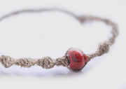 Hemp Braided Unisex Wrist Bracelet with Coral - nepacrafts