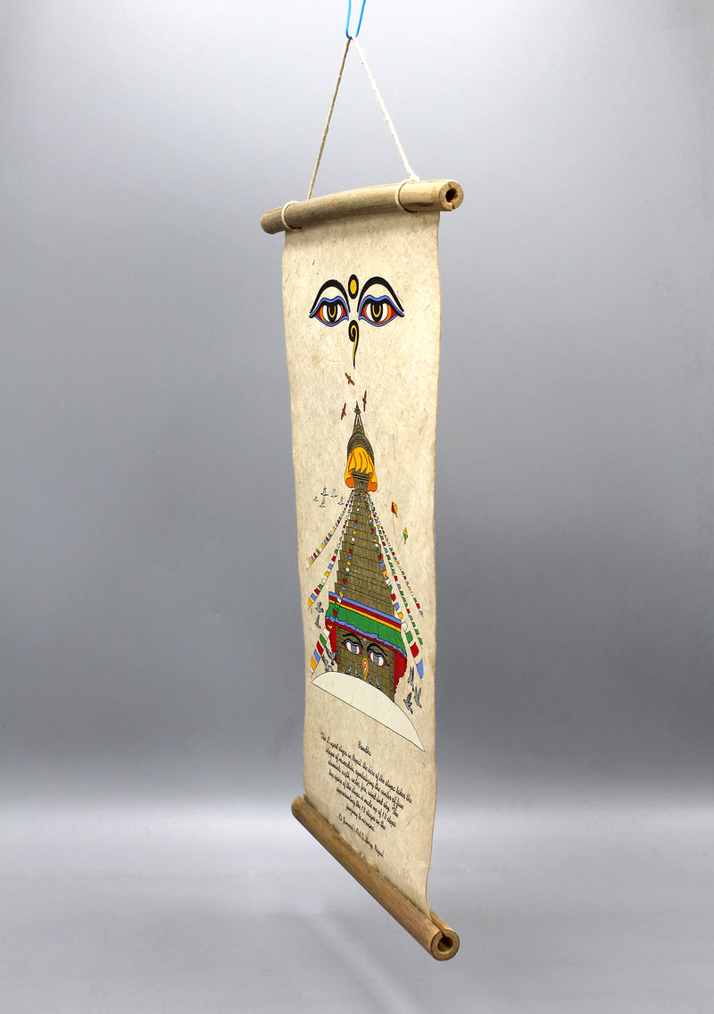 Buddha Eyes and Bouddhanath Printed Lokta Paper Wall Hanging