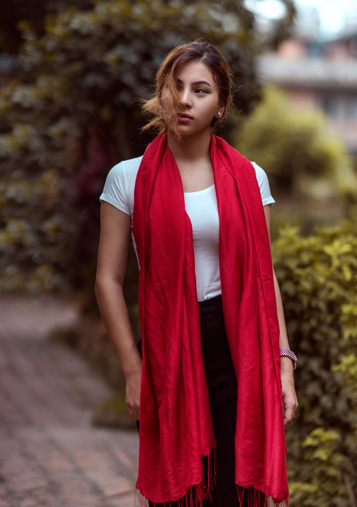 Monk Red Water Pashmina Shawl - nepacrafts