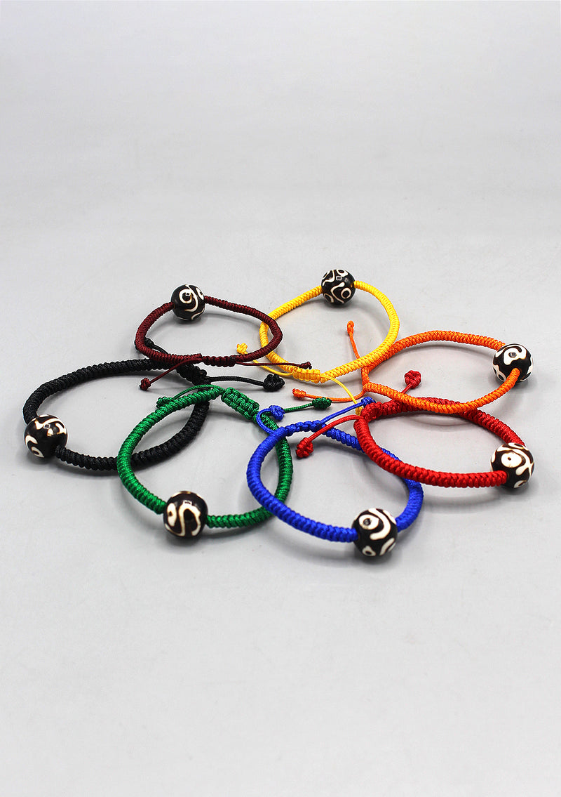 Lucky Knots Dzi Bead Green Bracelet