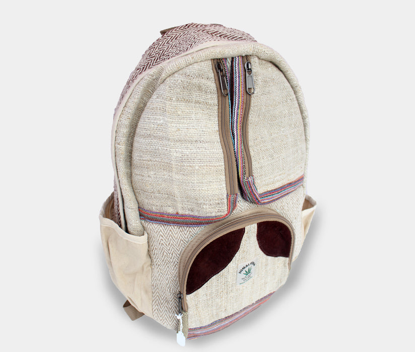 Hemp Backpack: Extra Front Zipper Pouches - nepacrafts