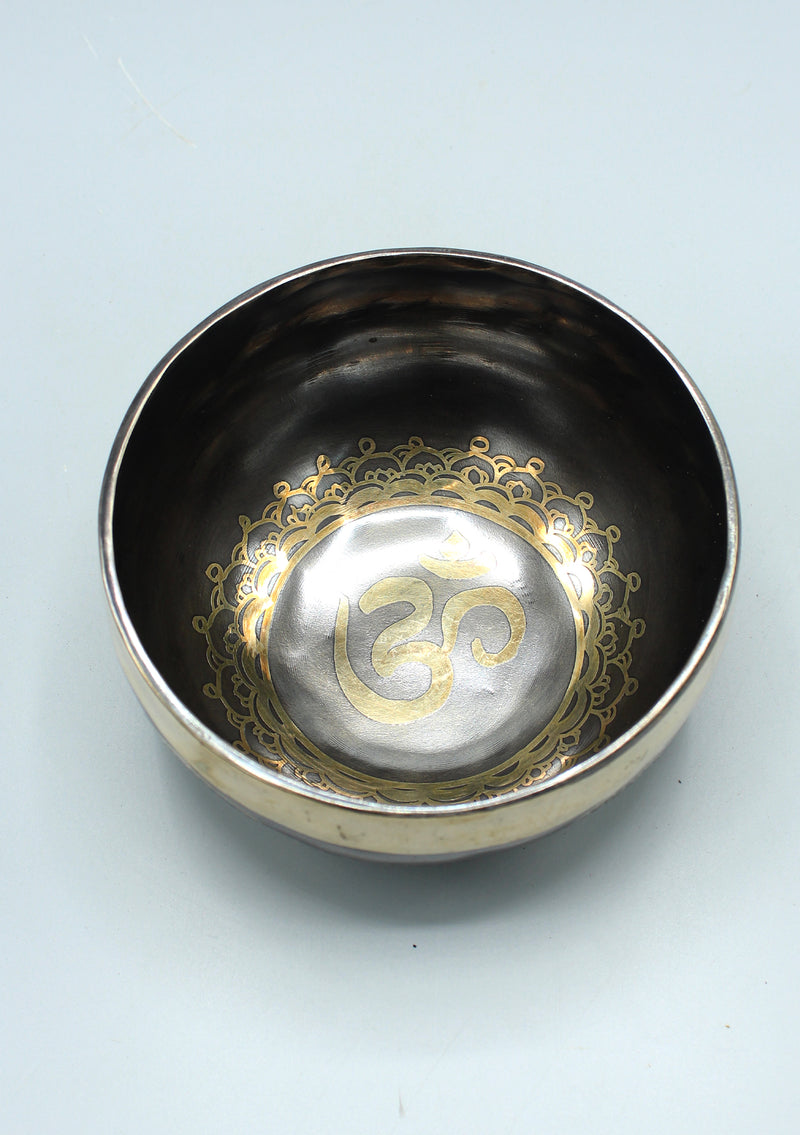 Oxidized Hindu Om and Endless Knot Singing Bowl
