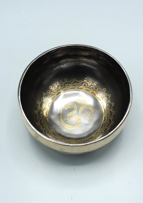 Oxidized Hindu Om and Endless Knot Singing Bowl