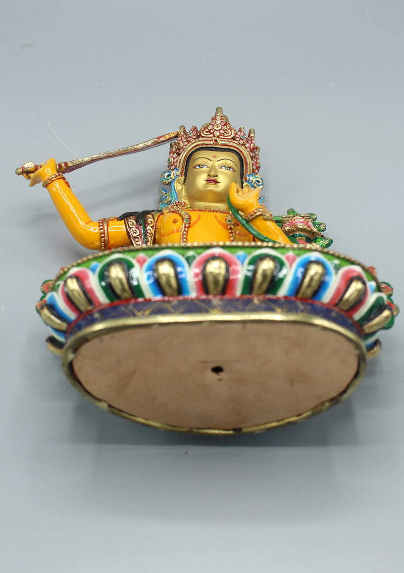 Handpainted Tibetan Bodhisattva Manjushree Jampelyang Statue