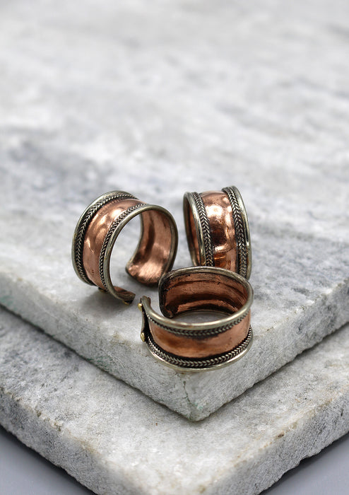 Copper Plain Finger Ring with Border