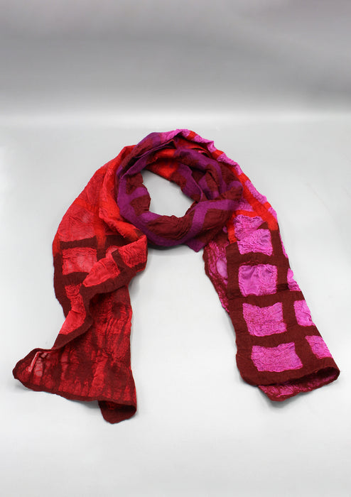 Maroon and Pink Mix Hand Felted Scarf