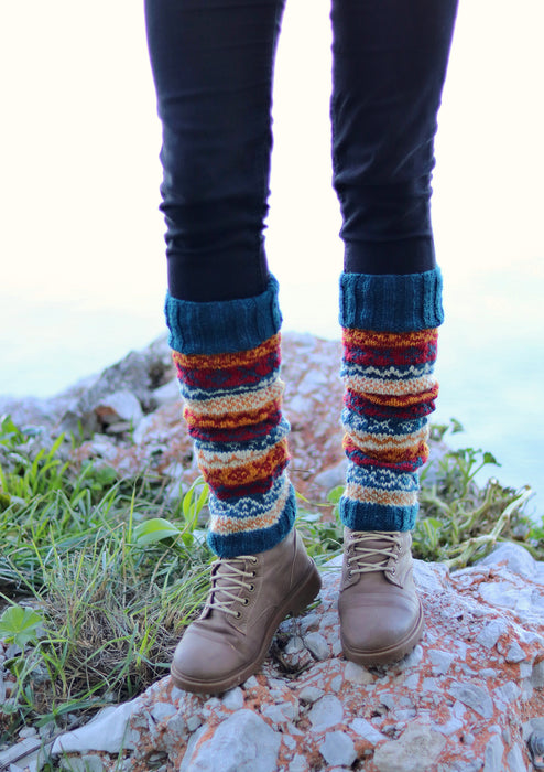 Bluish Woolen Knitted Legwarmers
