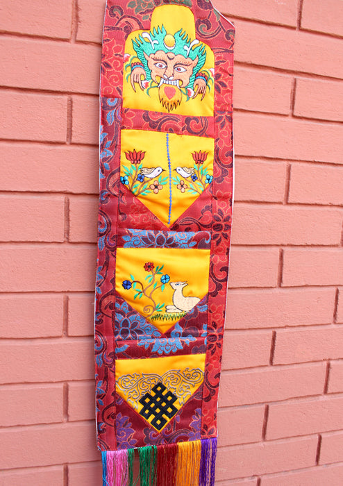 Embroidered Letter Case Brocade Tibetan Hanging Banner - nepacrafts