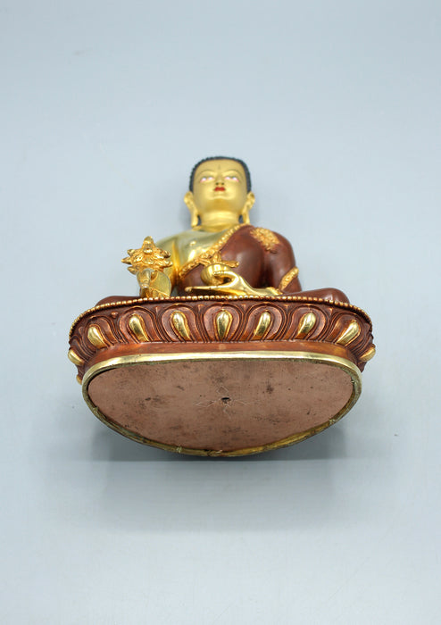 Partly Gold Plated Medicine Buddha Statue 8.5"