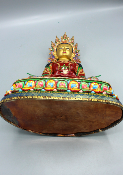 Stunning Hand Painted Apparmita Buddha Gold Plated Statue 13"