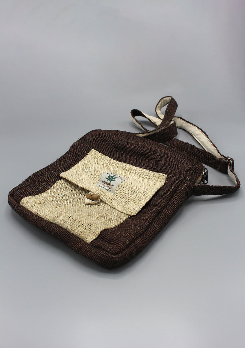 Brown Hemp Cross Body Travel Bag - nepacrafts