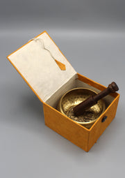 Om Mani Padme Hum Embossed Tibetan Singing Bowl Gift Set - nepacrafts