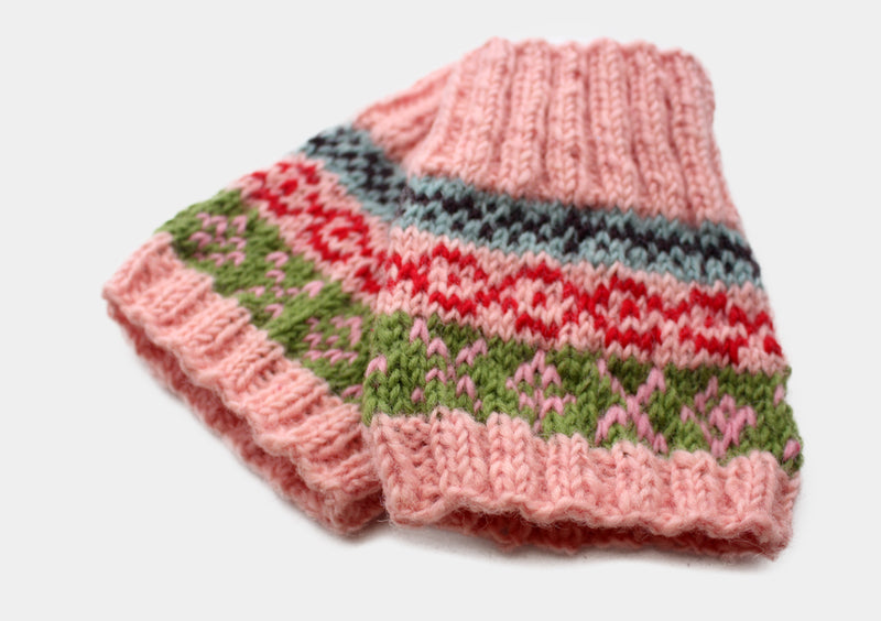 Christmas Gift Peach Multicolor Woolen Short Legwarmers - nepacrafts
