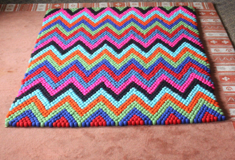 Colorful Felt Floor Carpet- Pattern Felt Rugs made of Felt Balls FR035 - nepacrafts