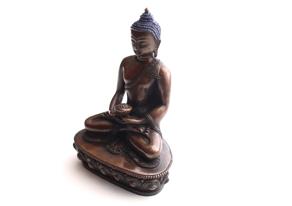 Handcarved Amitabh Buddha Oxidized Copper Alloy Statue - nepacrafts